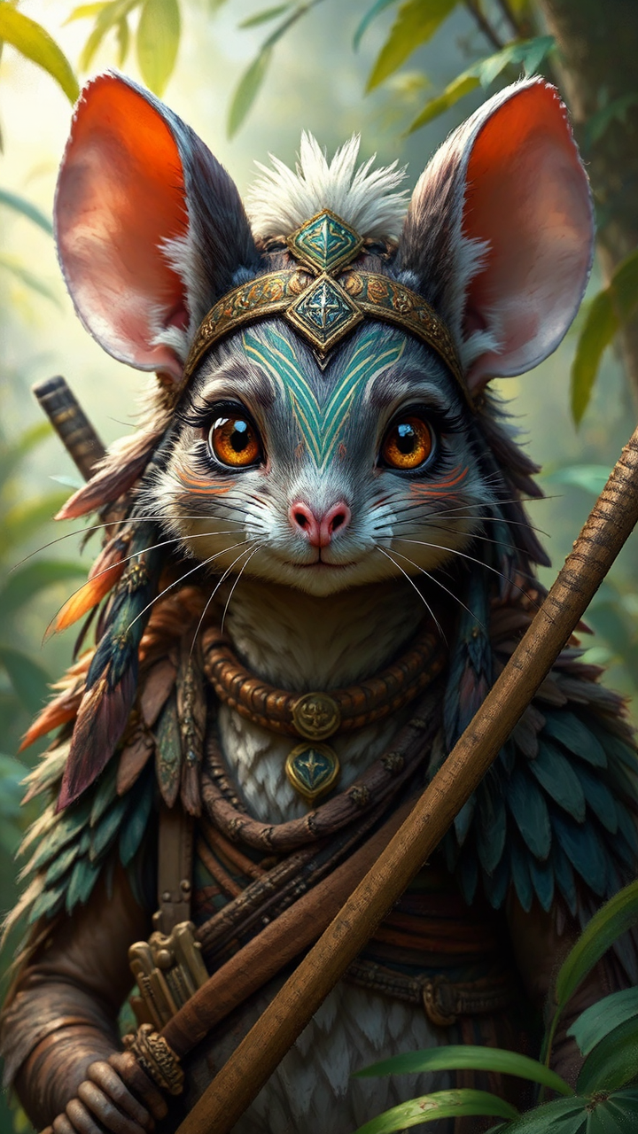 Feathered mouse warrior in