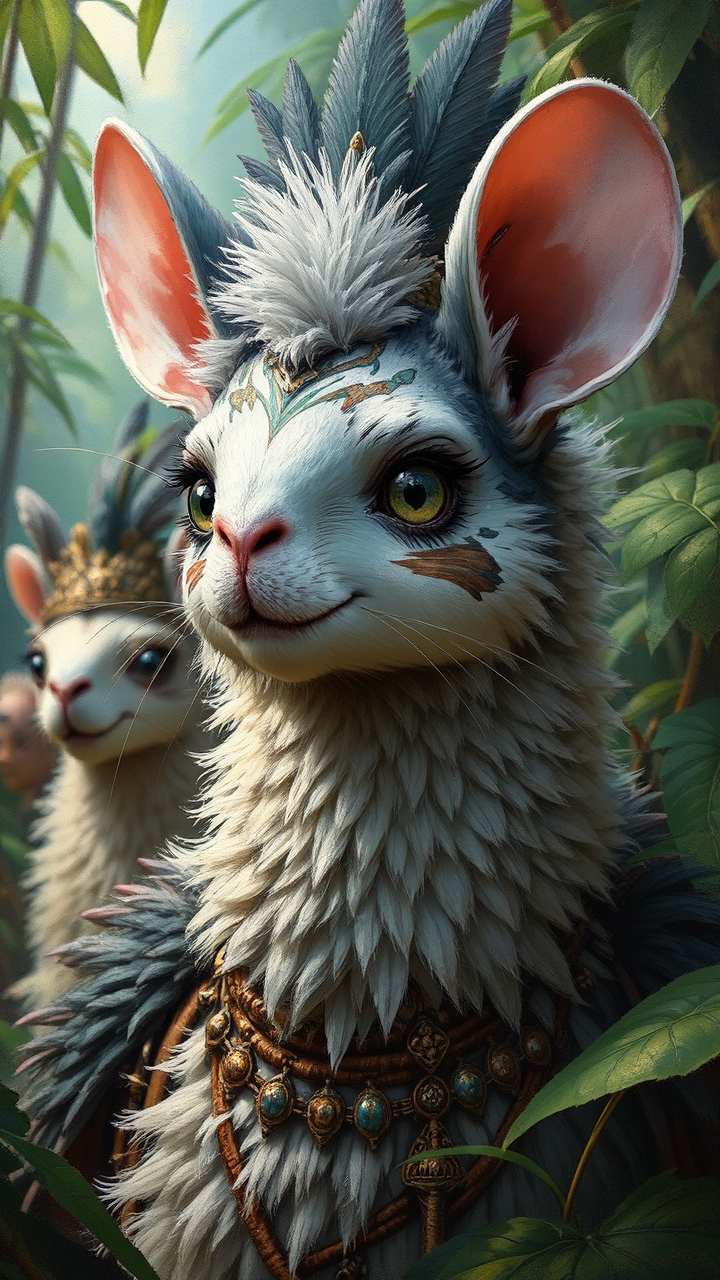 Feathered animals ride through