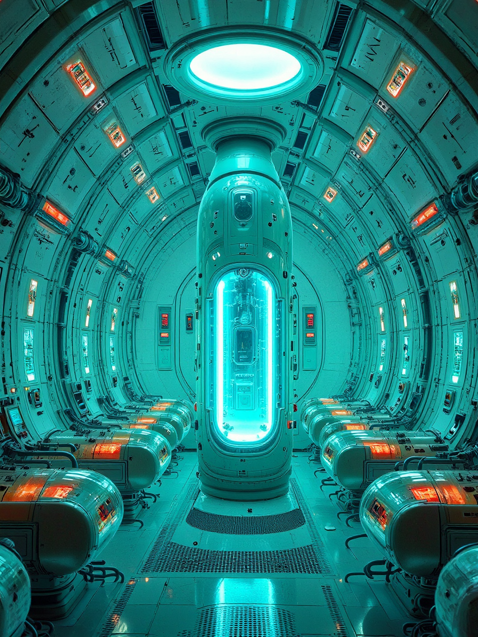 Cyberpunk cryonic capsule laboratory