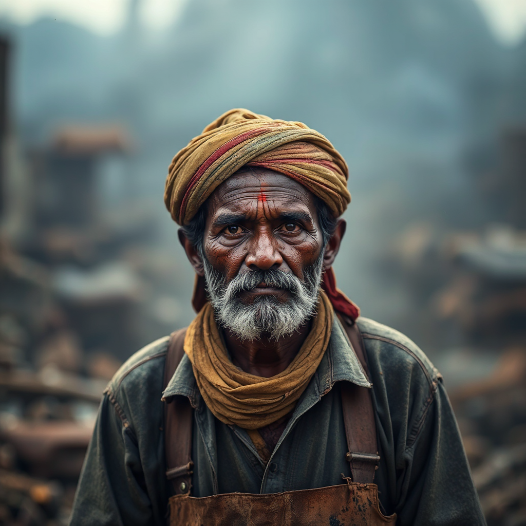 A dramatic Indian laborer's