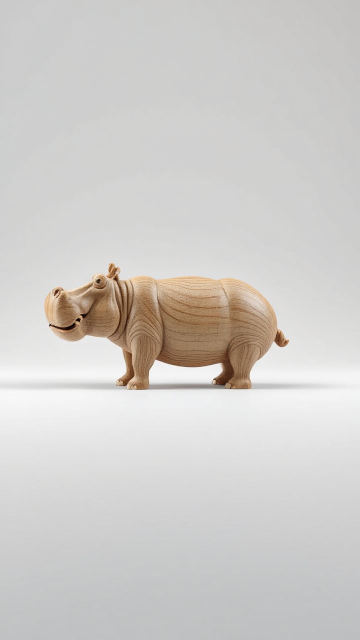 Simplified hippo figurine on