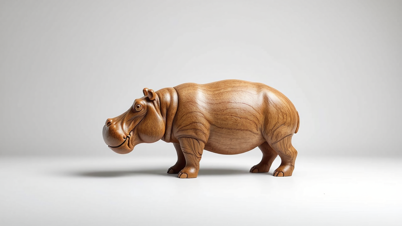 Simplified hippo figurine on