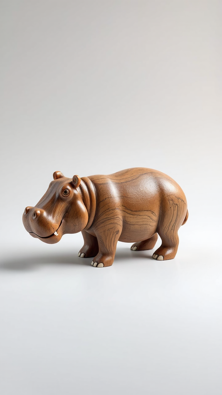 Simplified hippo figurine on