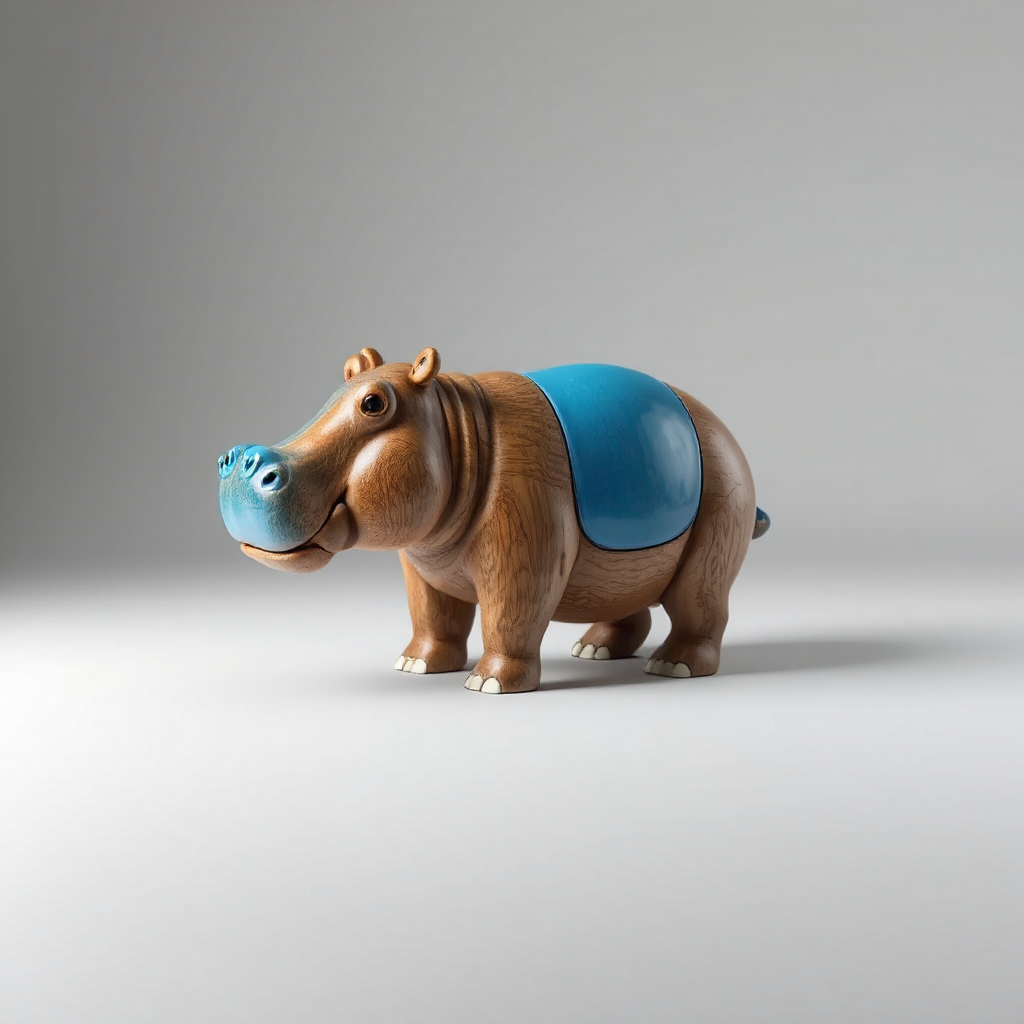 Simplified hippo figurine in