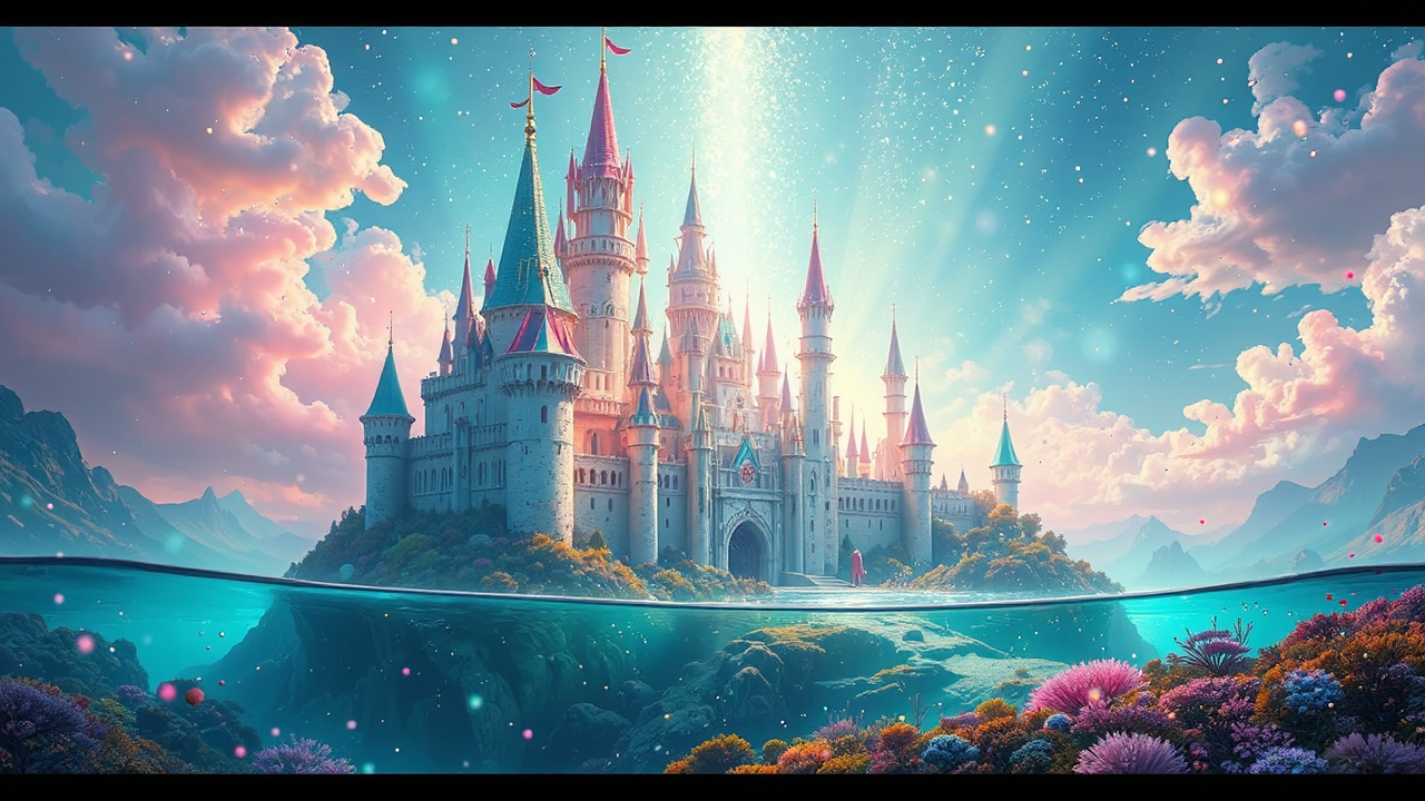 Underwater castle with pastel