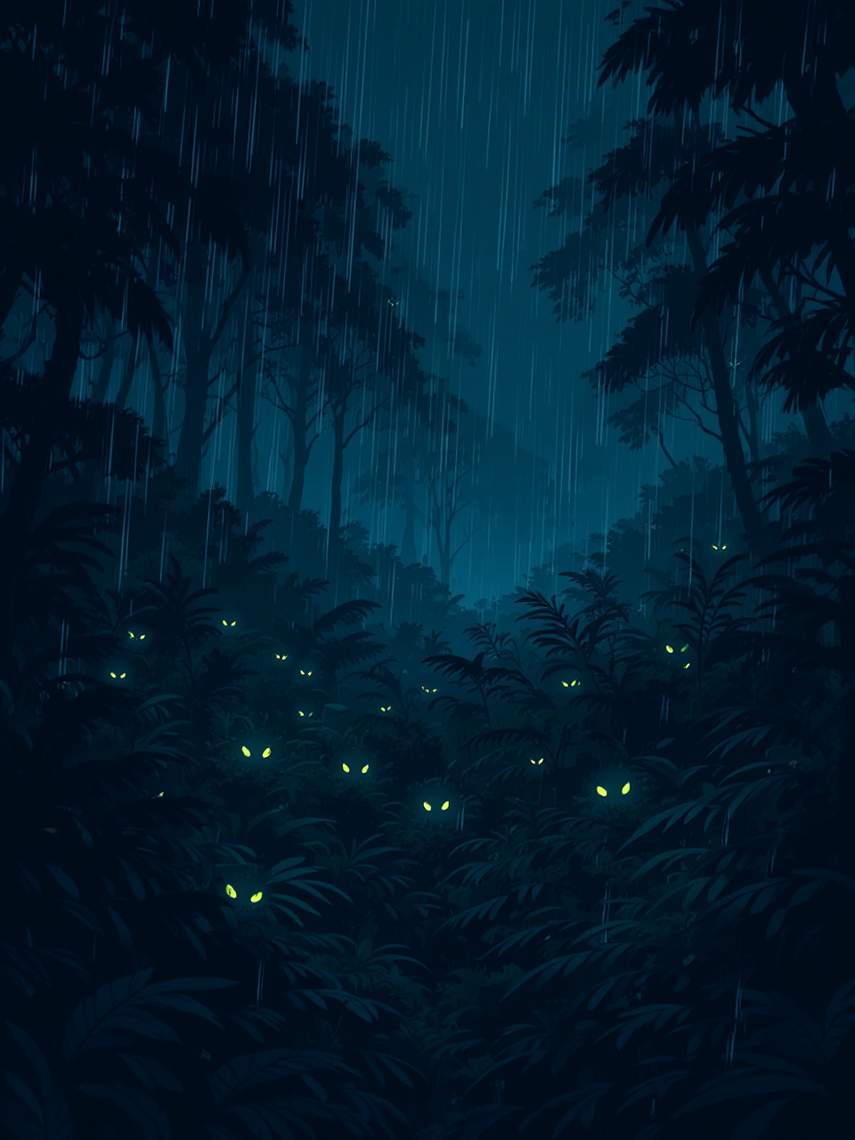 Glowing eyes in dark