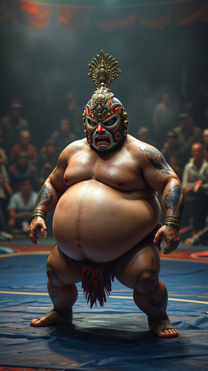 Masked sumo wrestler luchador
