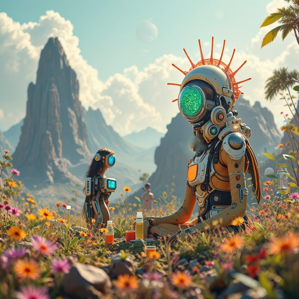 High-tech utopian eco-friendly community.