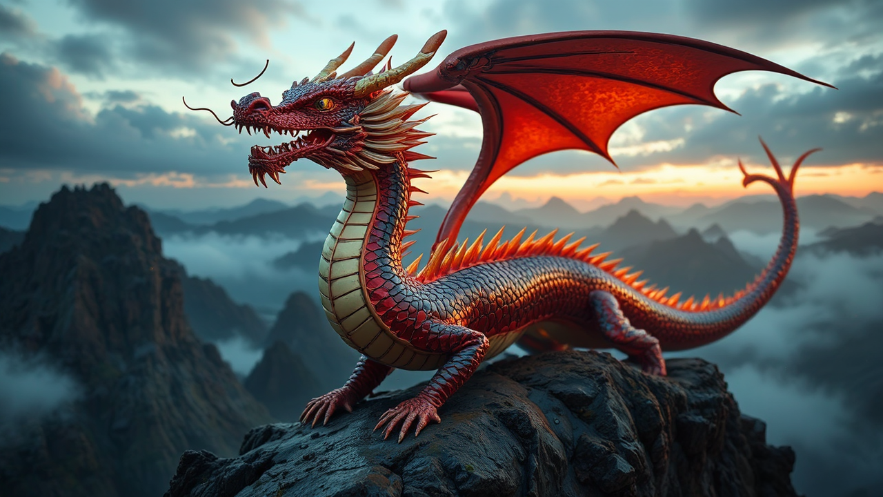 Dragonair in flight over