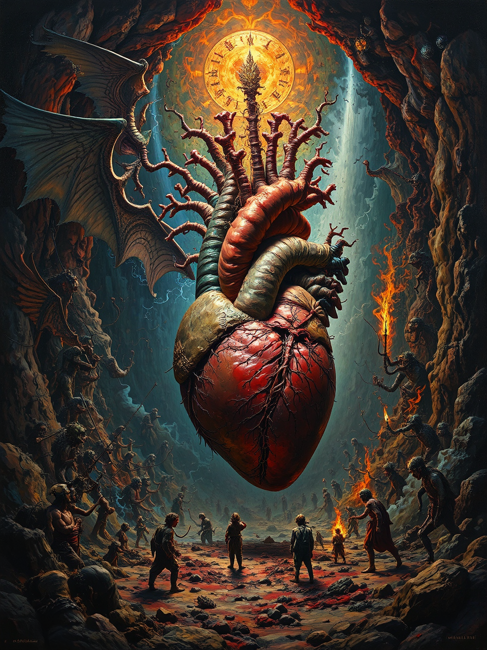 Human heart with symbolic