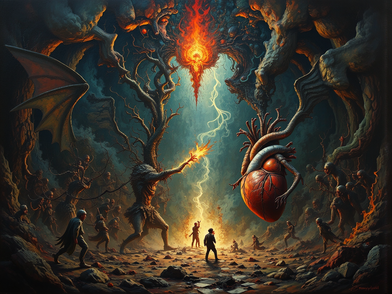 Dark surrealist painting of