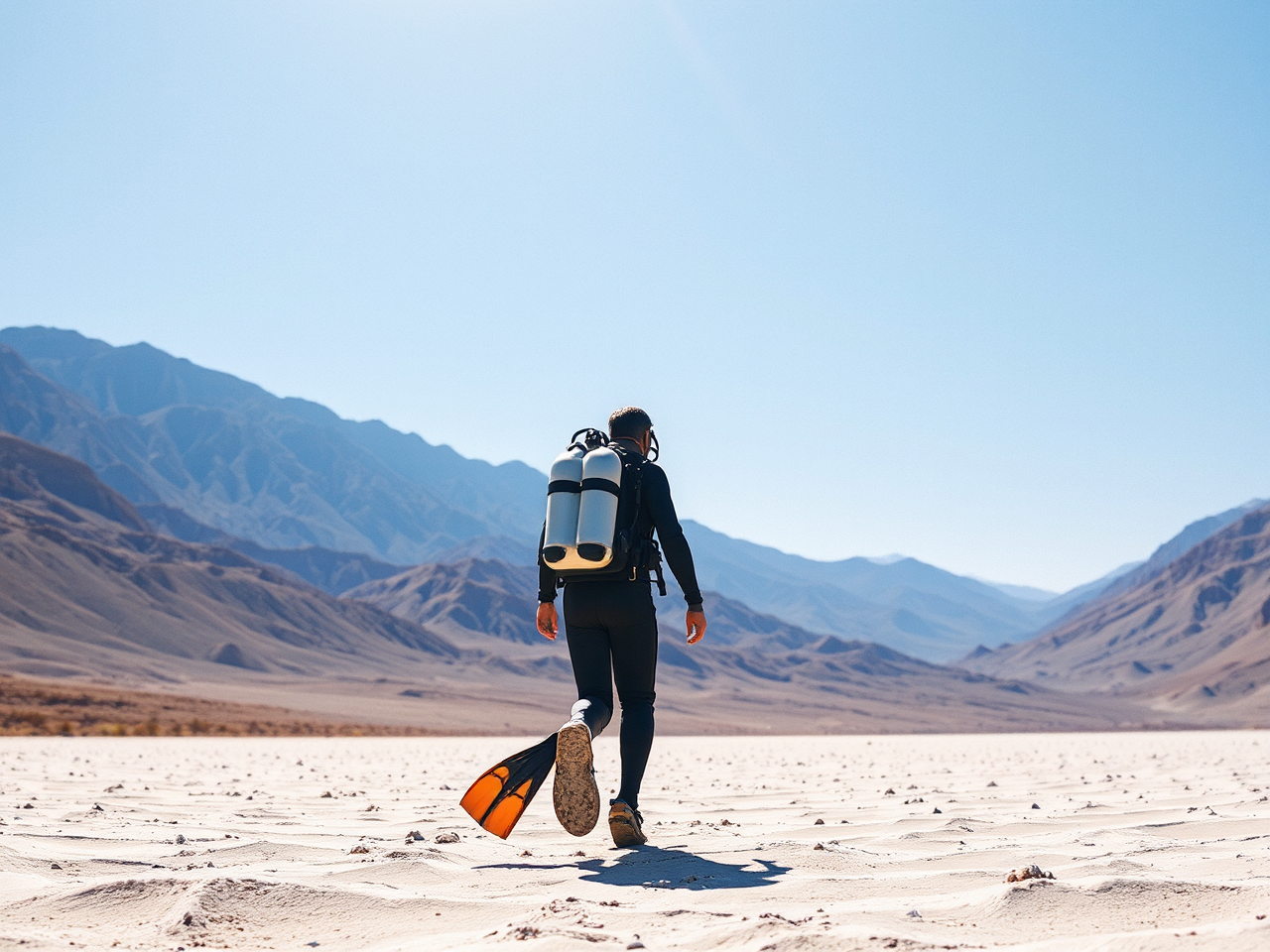 Scuba diver walks in