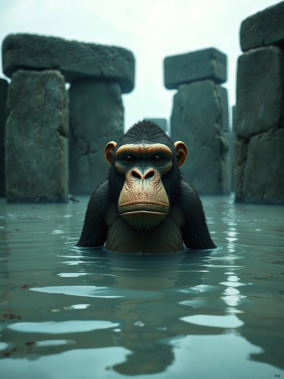 Aquatic ape stands in
