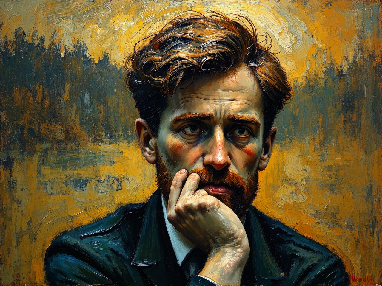 Man sitting with deep