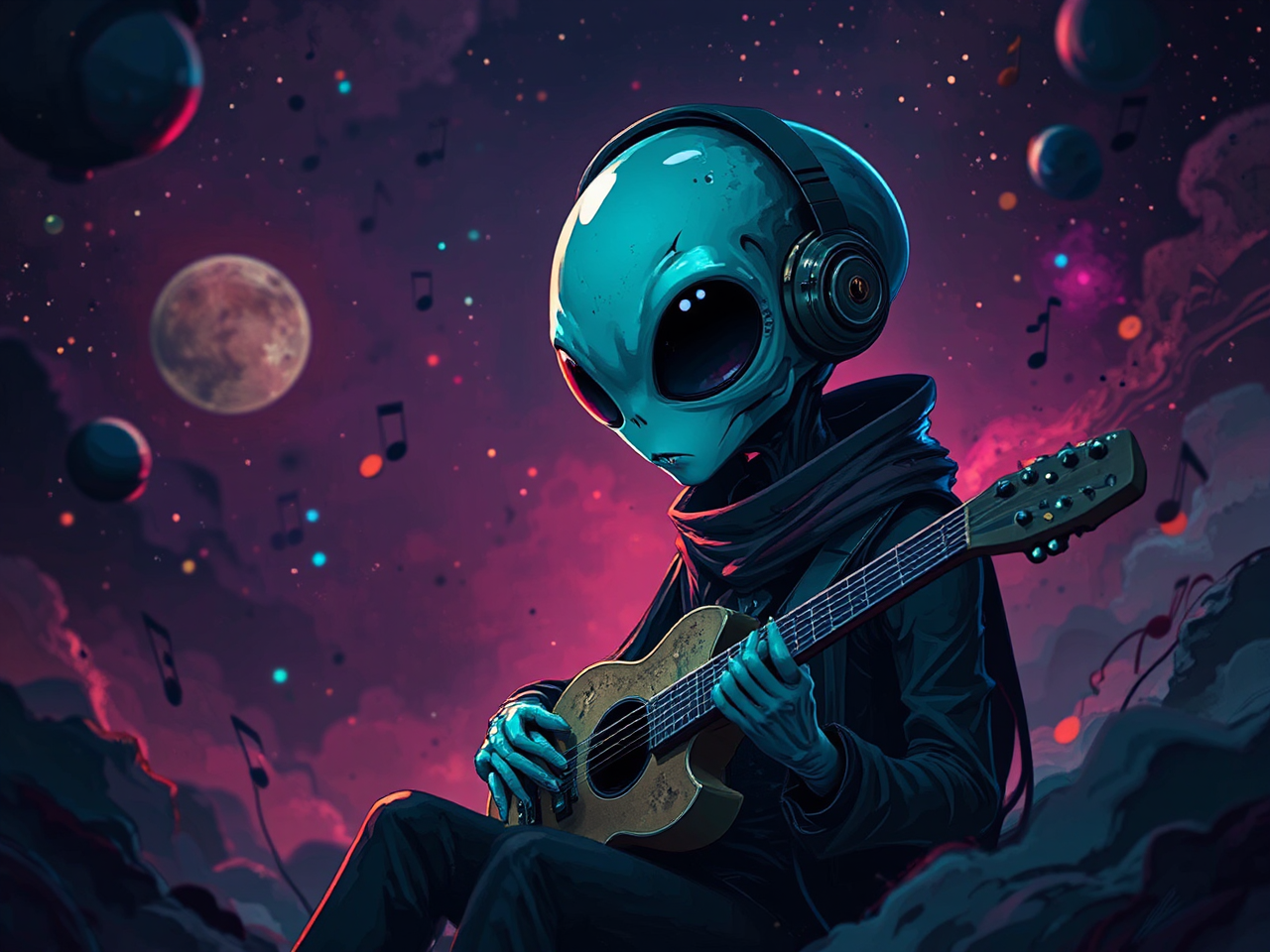 Alien musician lost in