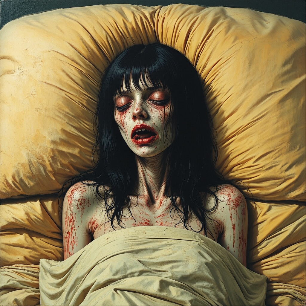 Woman experiences sleep paralysis.