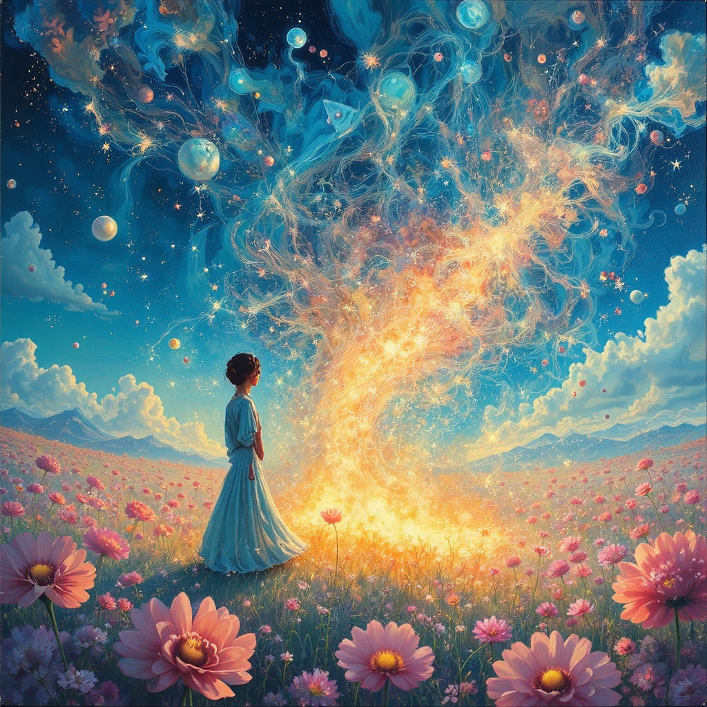 A woman with glowing