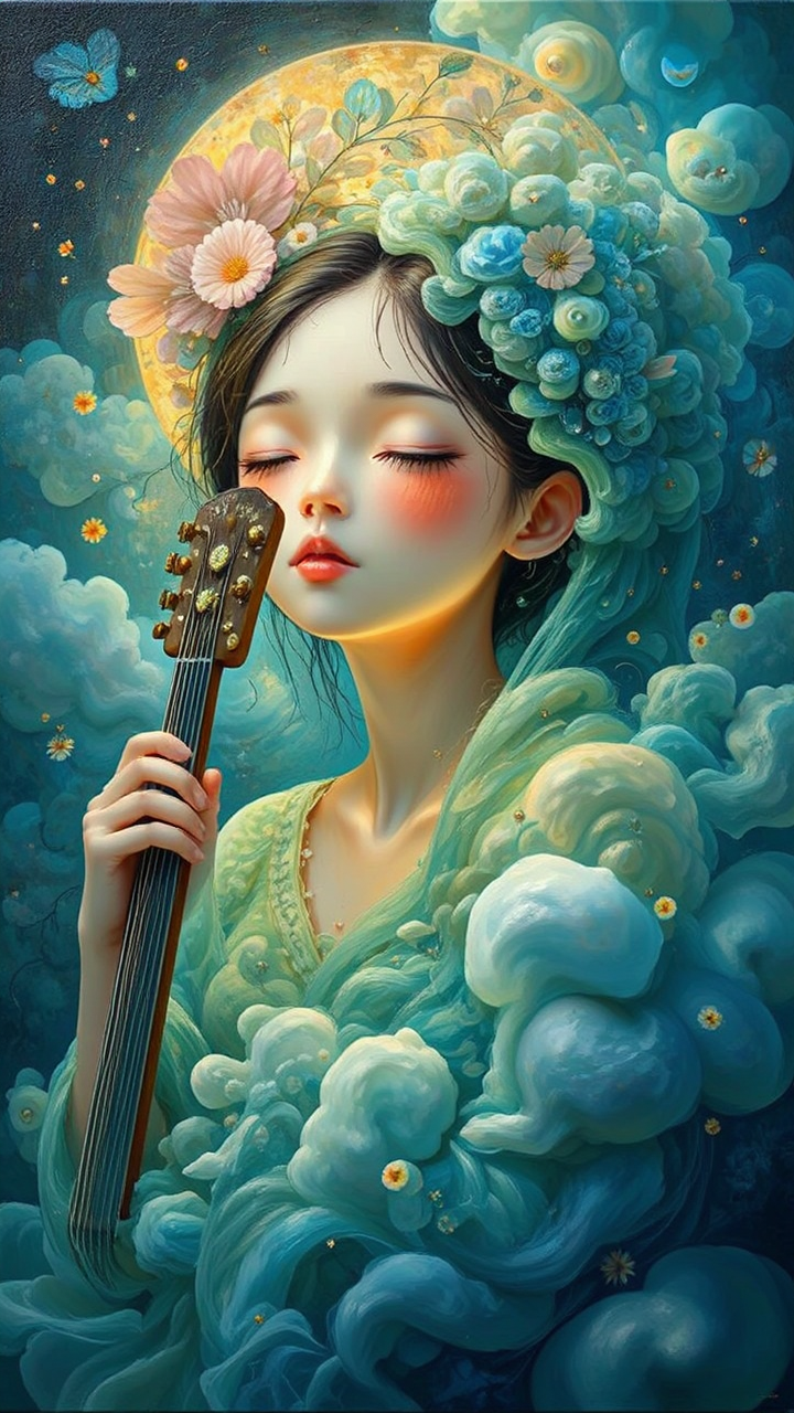 Woman playing a musical