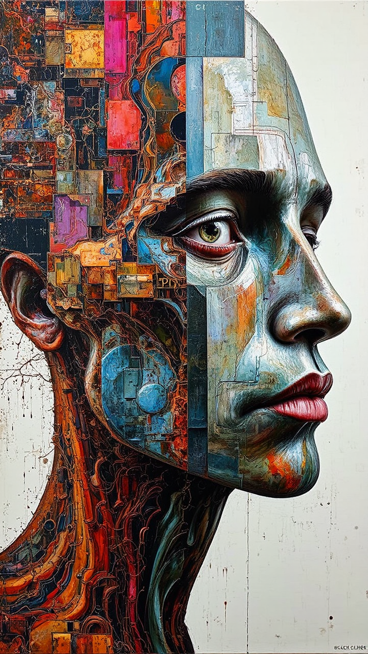 Woman with distorted face