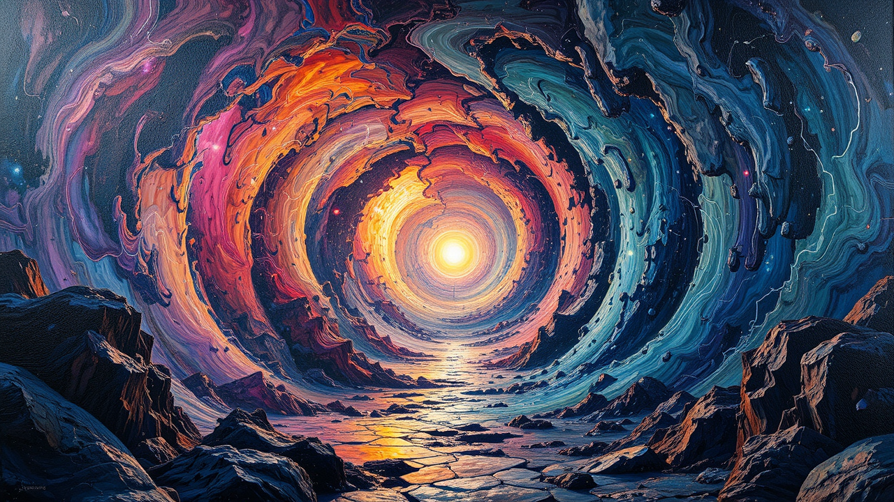 Distorted space swirling around