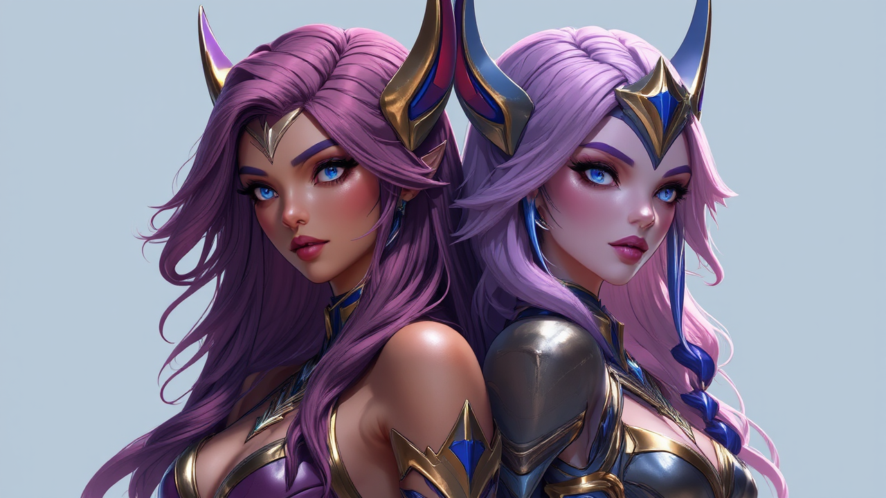 Two female LoL champions.