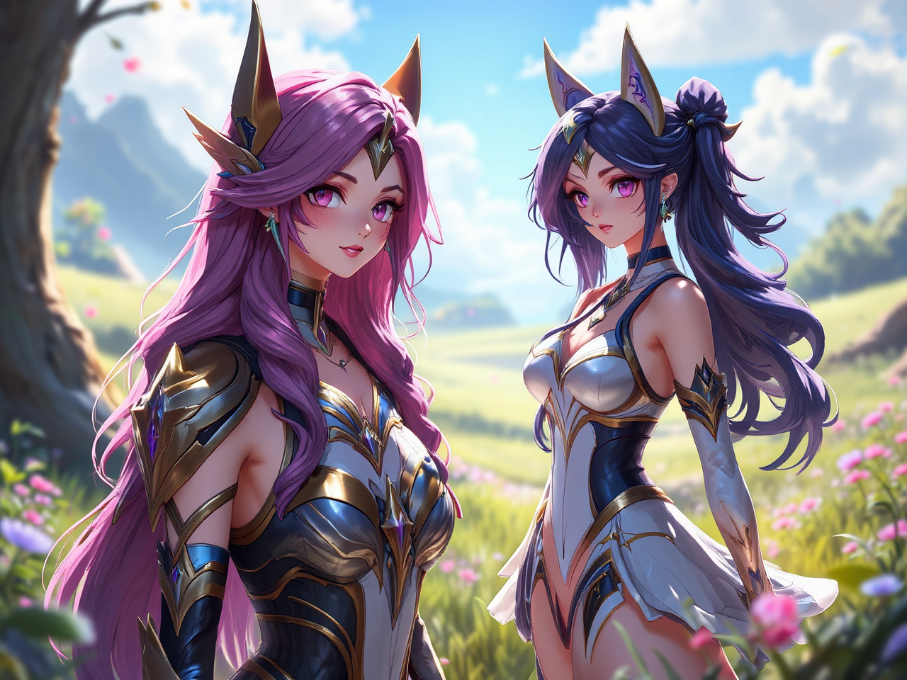 Kai'Sa and Xayah standing