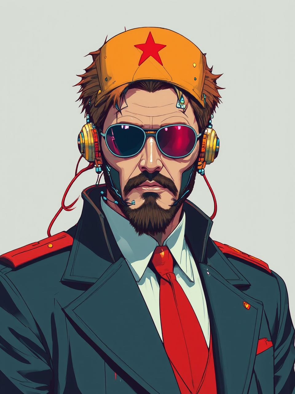 A futuristic cyberpunk communist