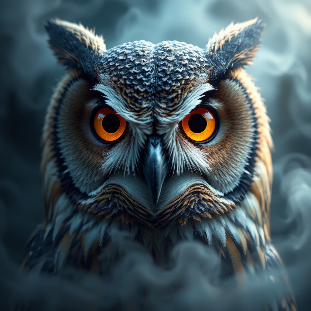 Owl's face in intricate