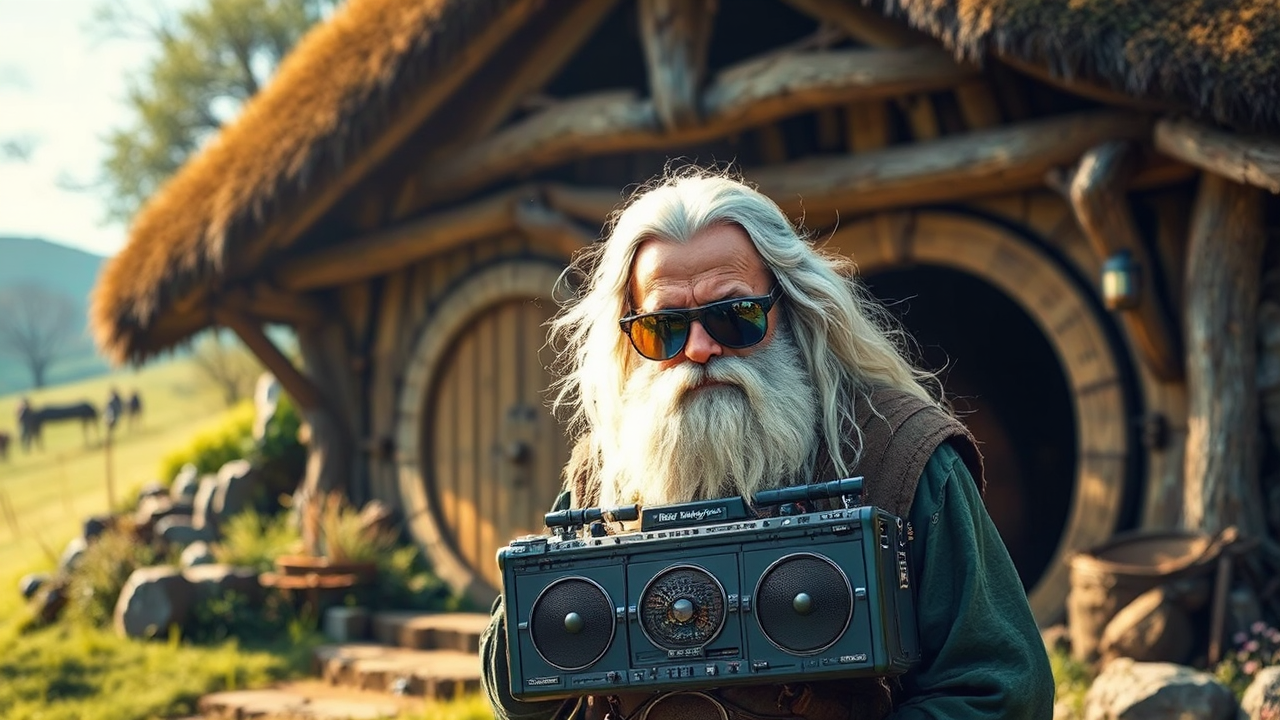 Gandalf with a ghettoblaster