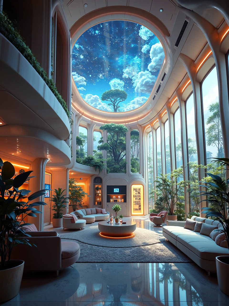 Interior of futuristic space