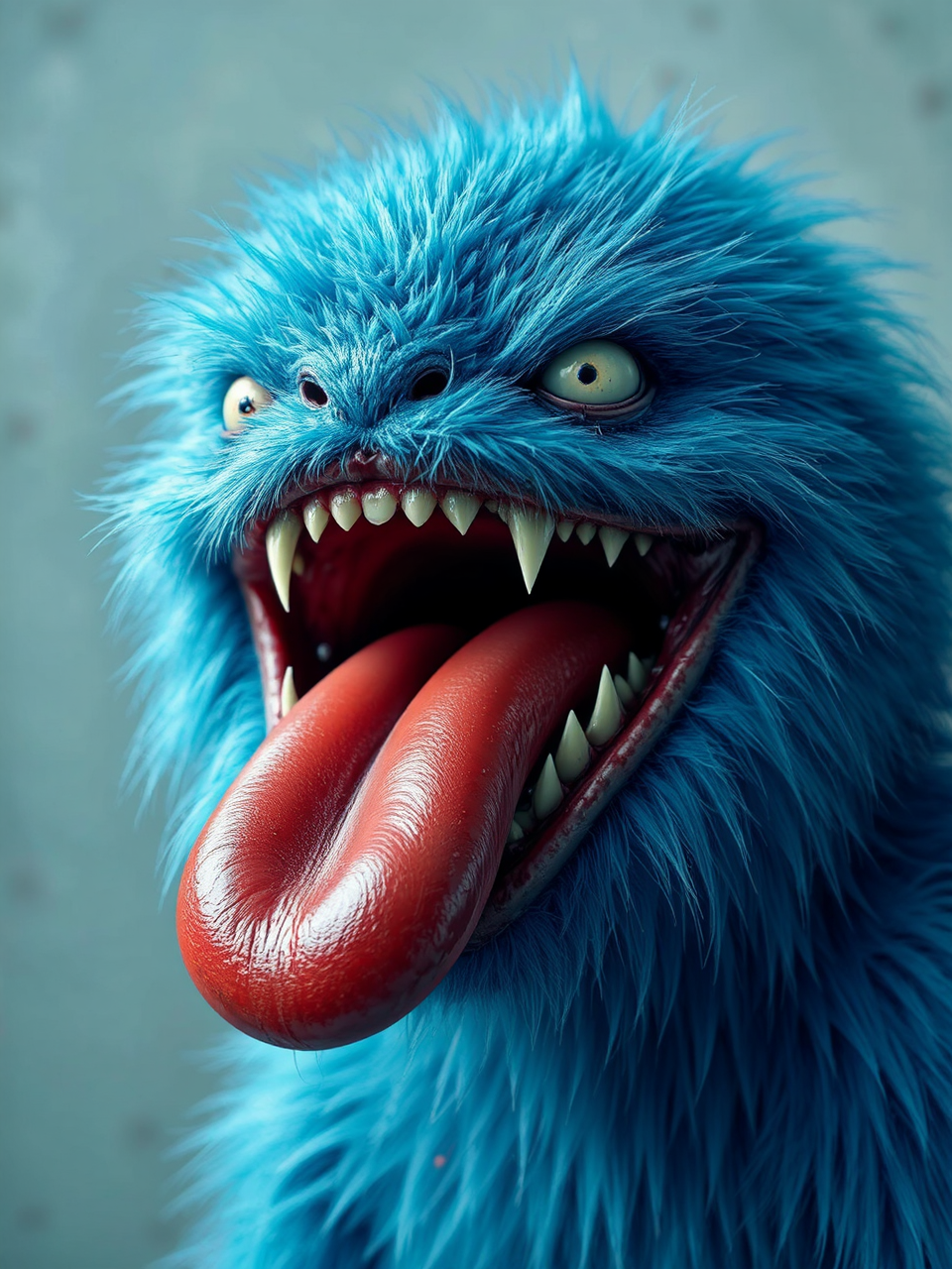 A blue furry monster