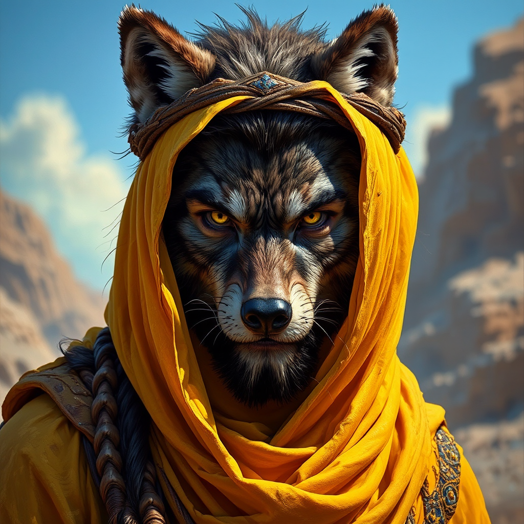 Young half-werewolf Arabian nomad