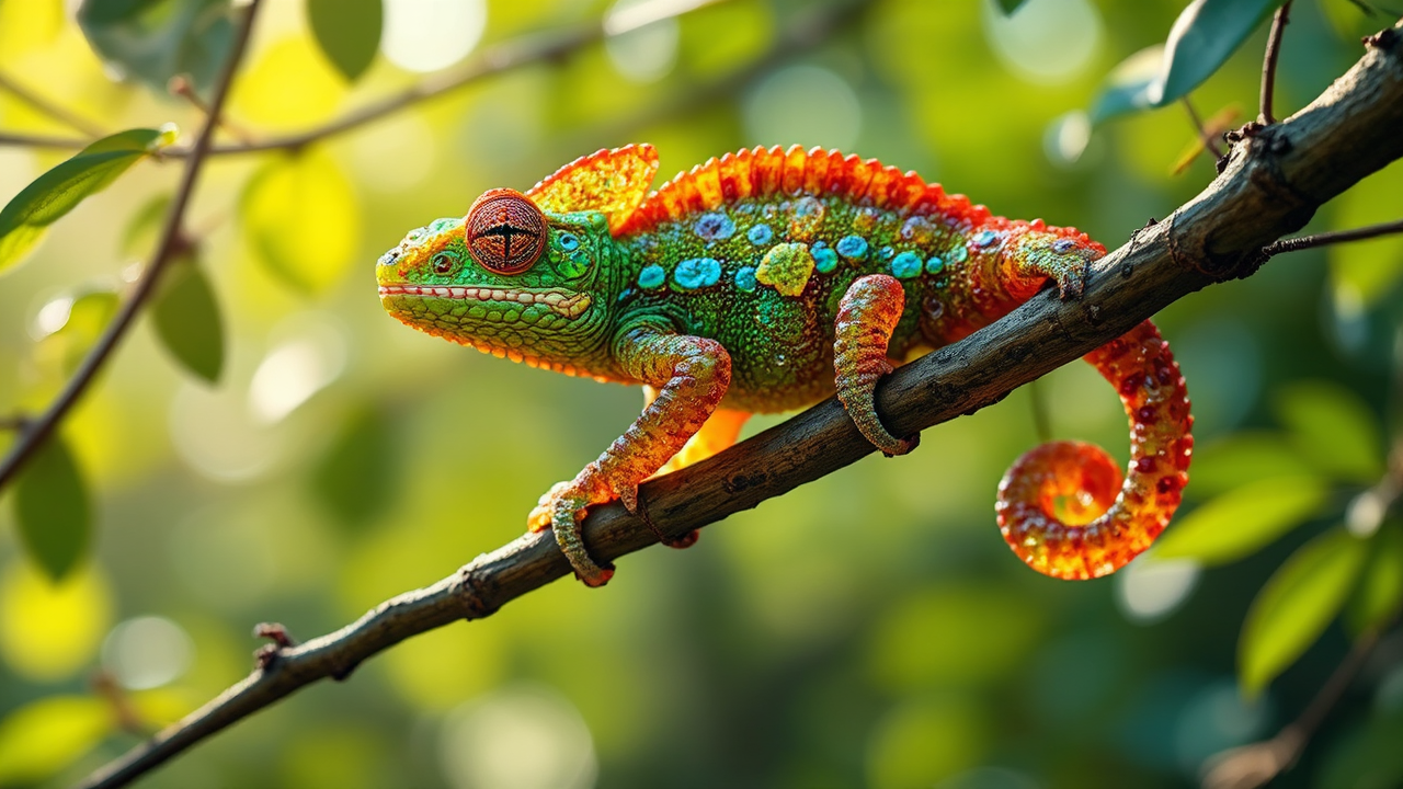 A gummy chameleon hangs