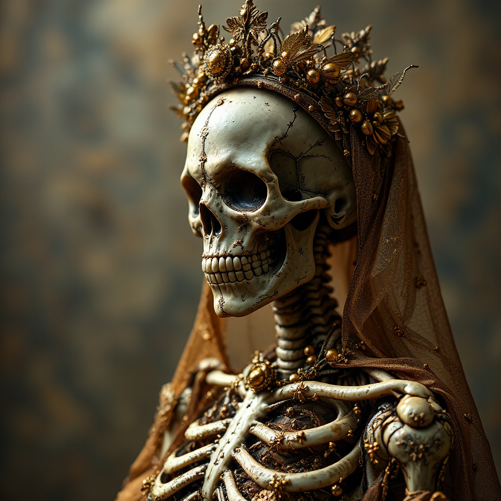 Ornate skeleton statue with