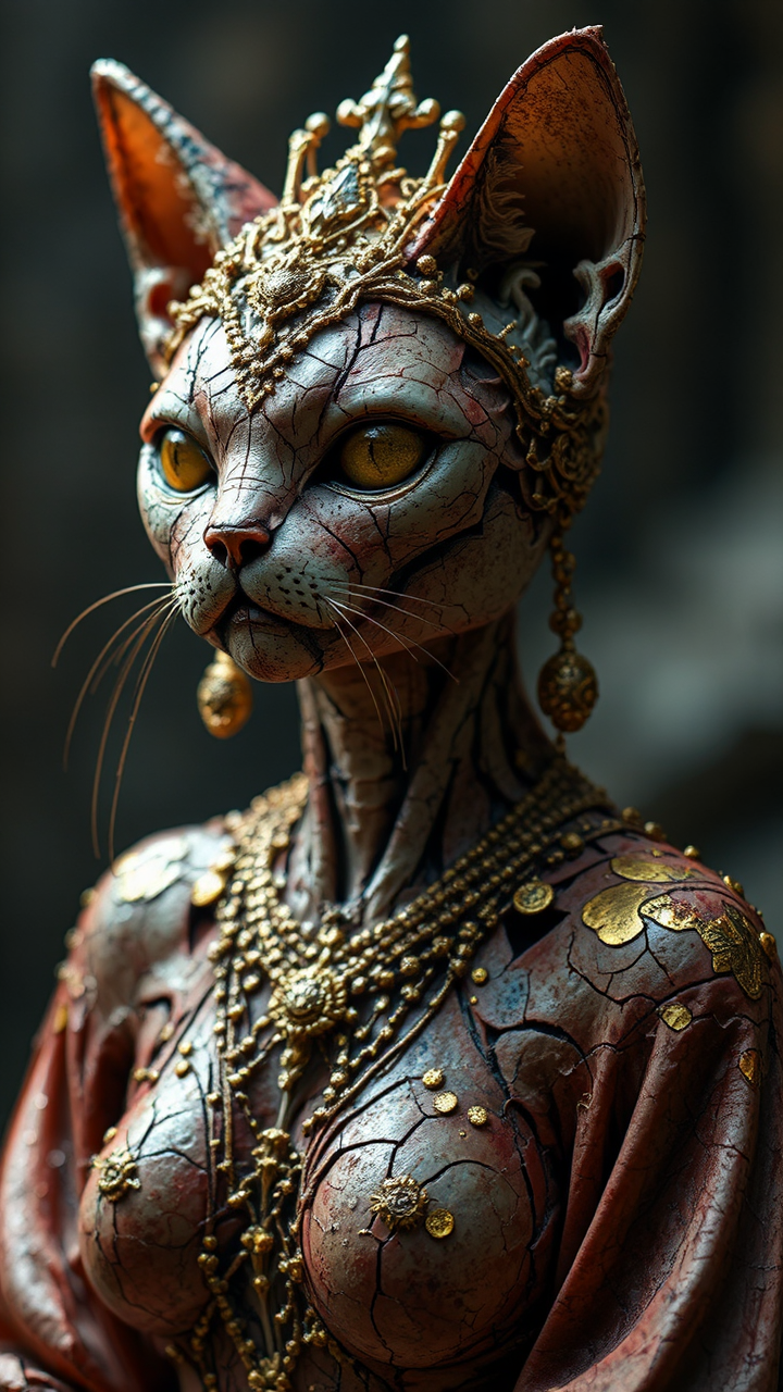 An ornate cat goddess