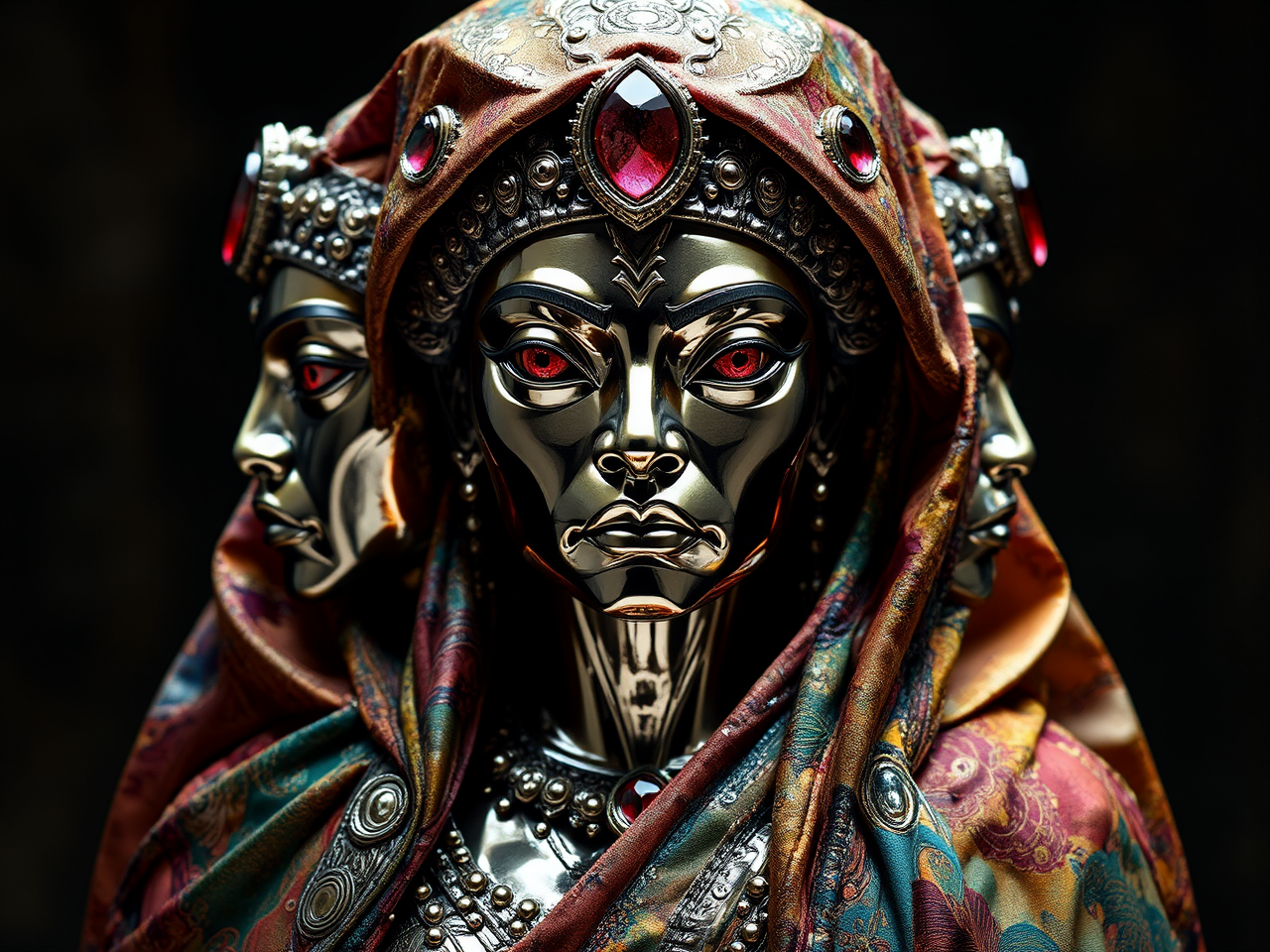 Chrome statue of Maori