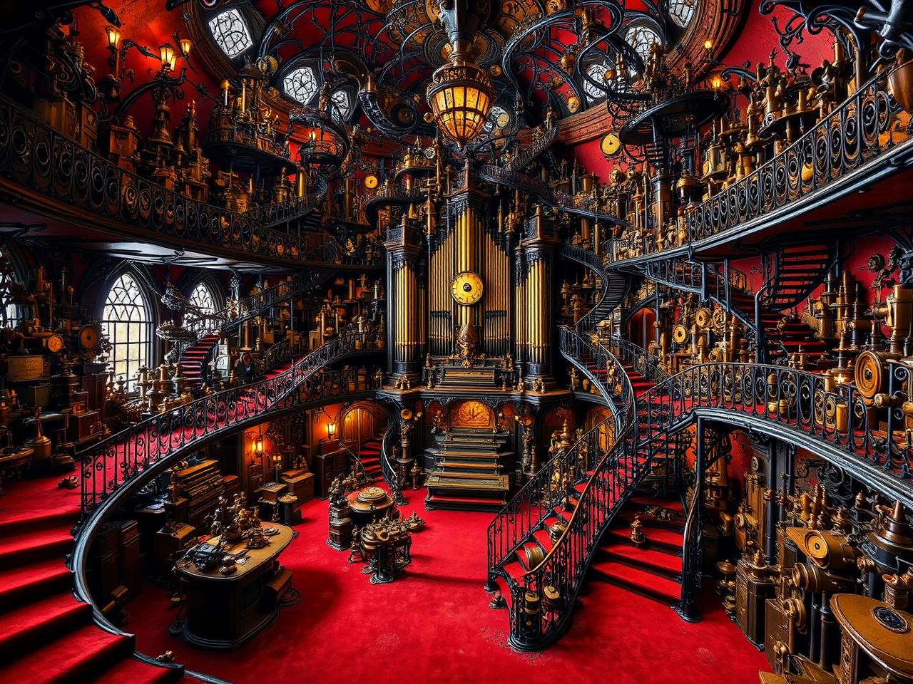 Pipe organ room with