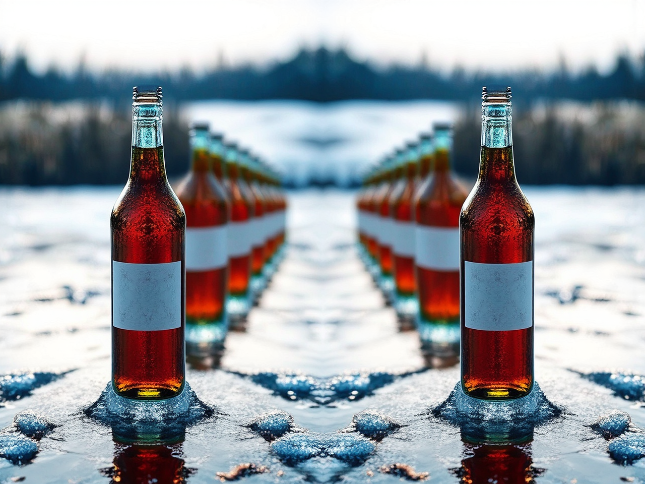 Bottle standing on a