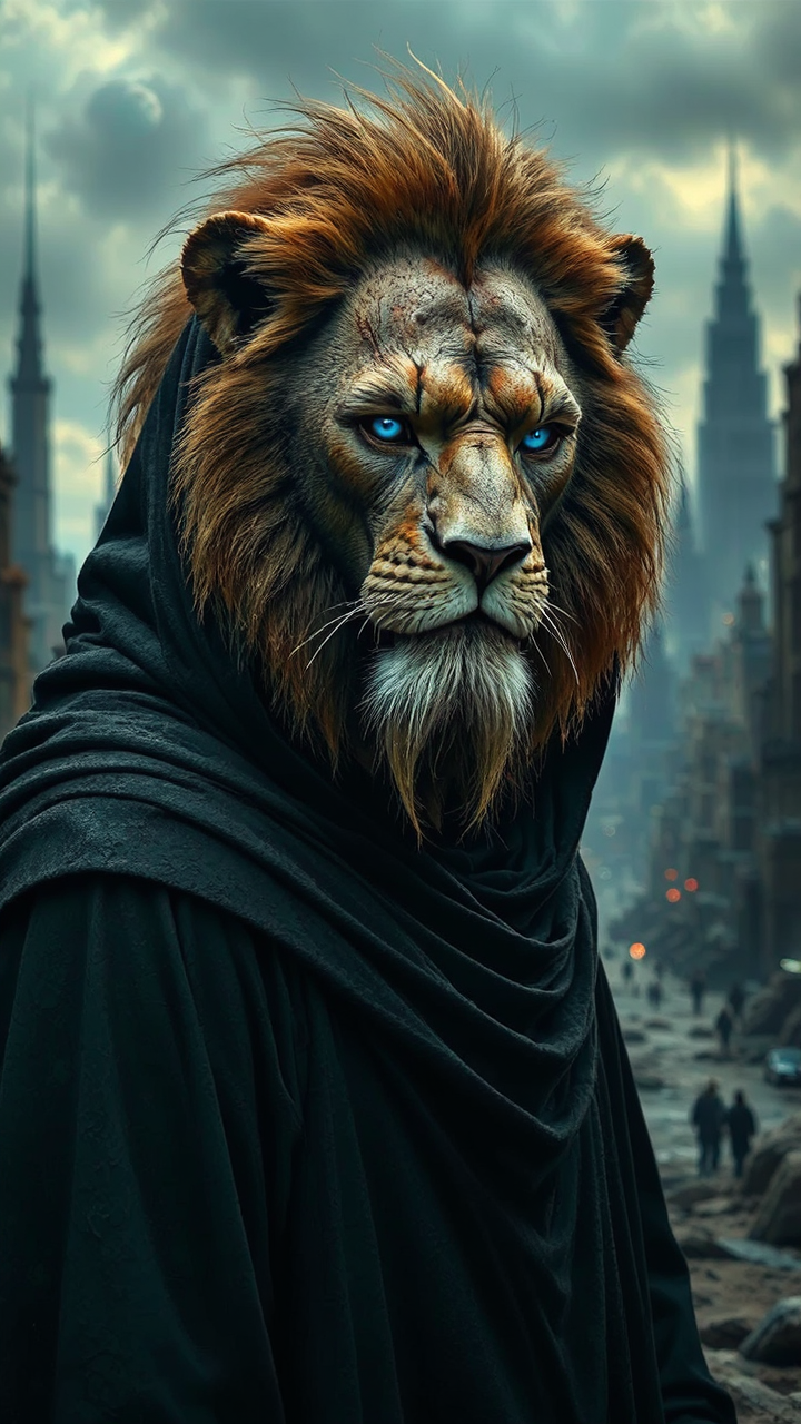 Lionman in dark robes