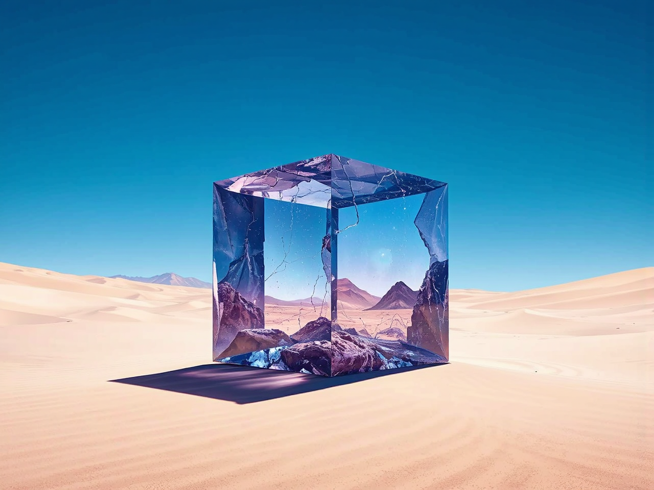 A floating cube in