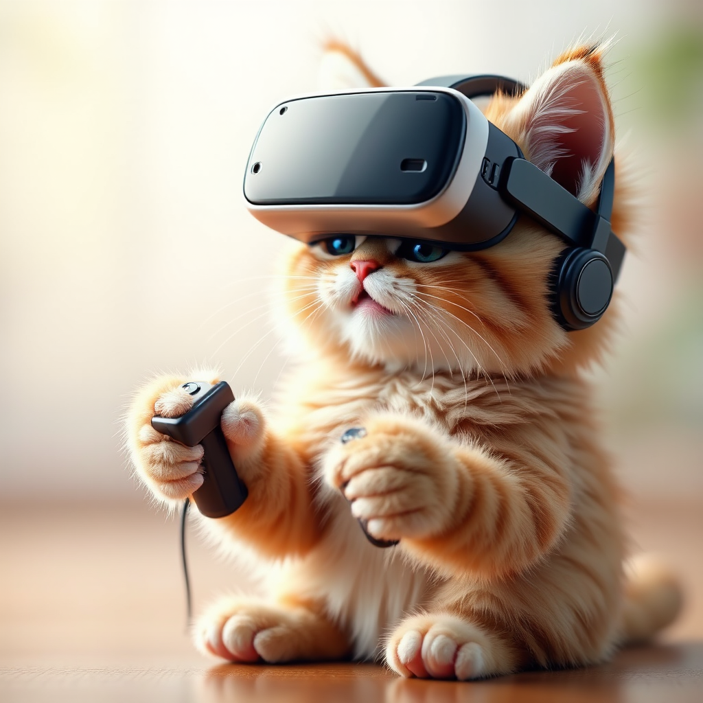 A kitten in VR