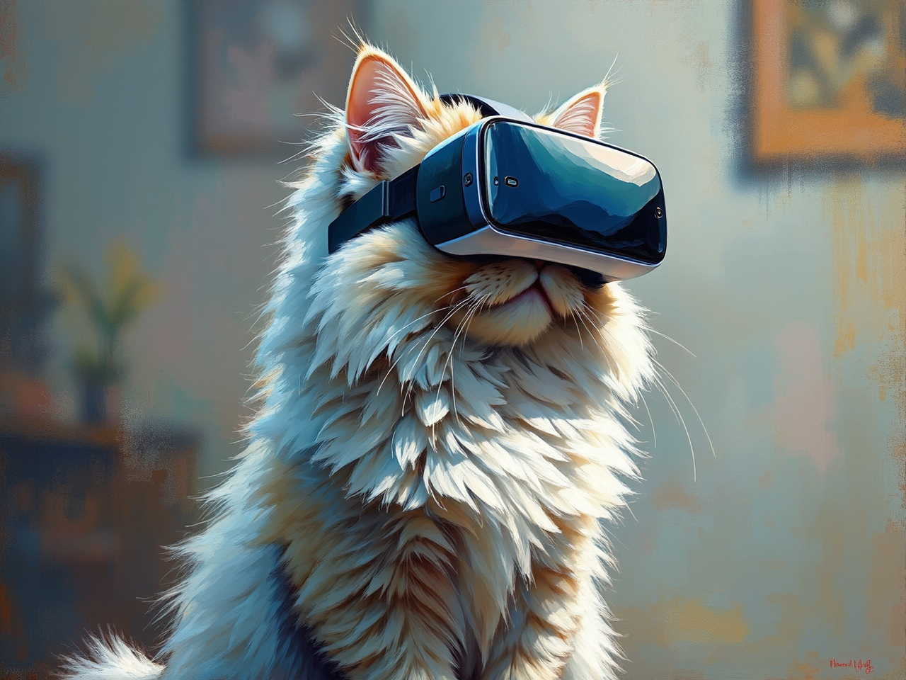 Persian cat plays VR