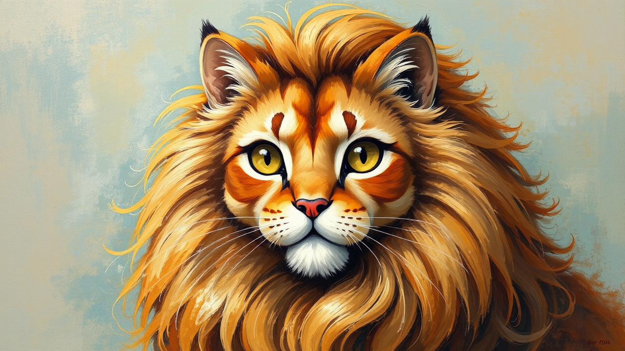 Cute cat with lion's