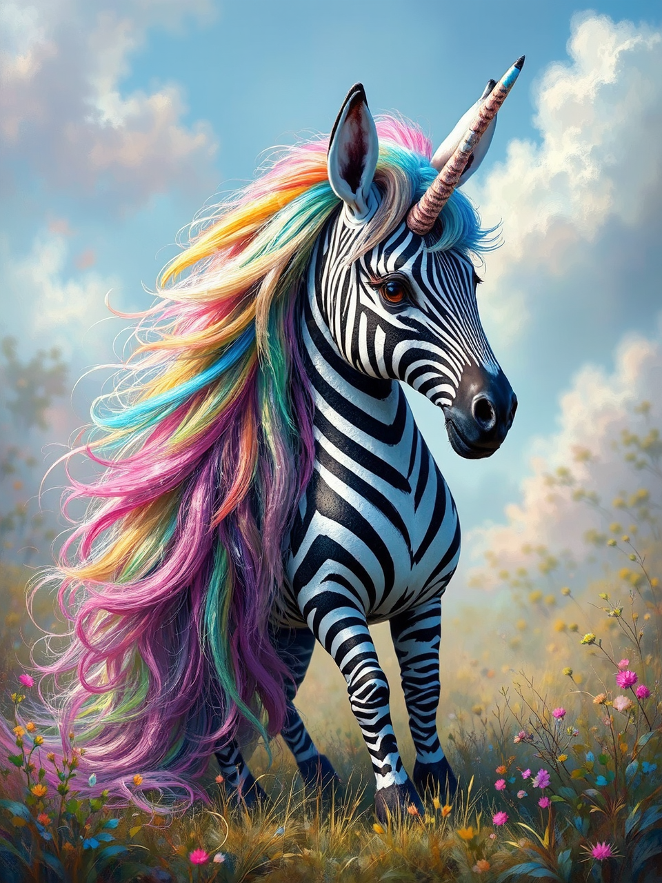 Zebra striped unicorn with