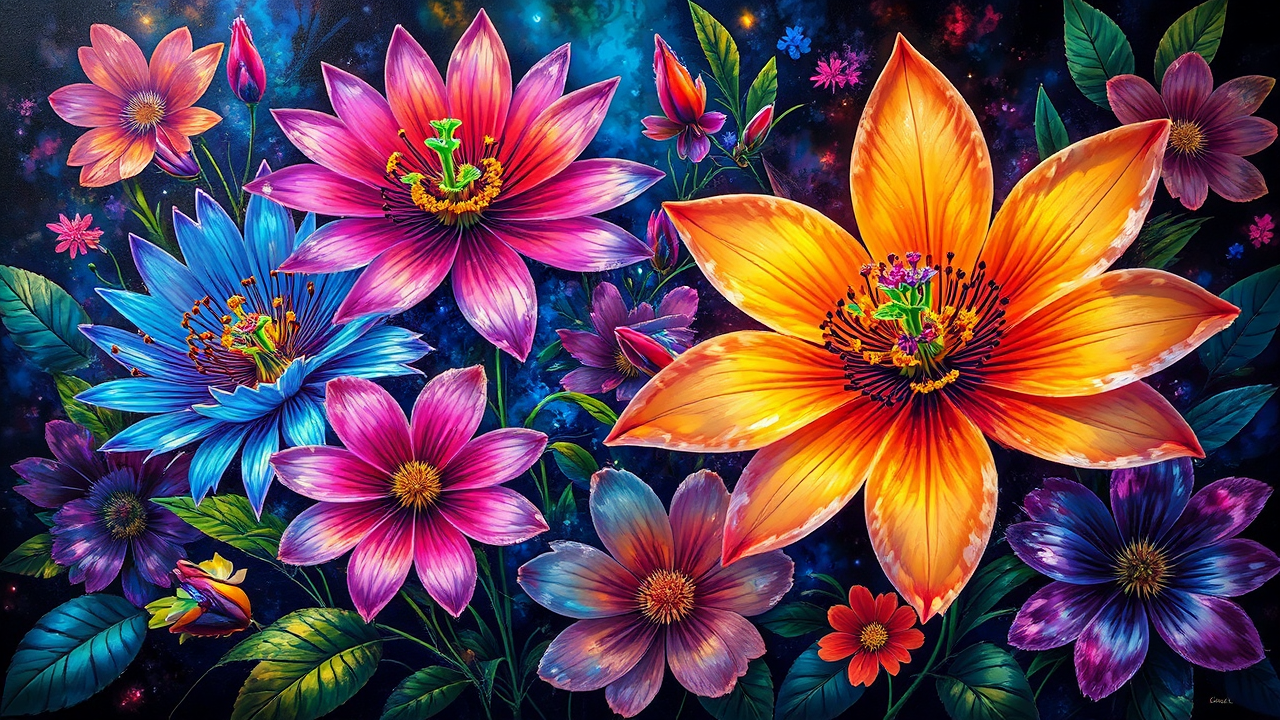Airbrush painting of colorful