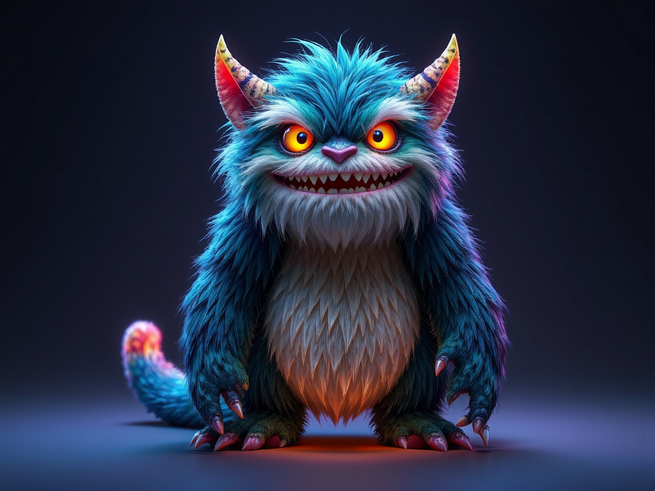 Cute furry monster in