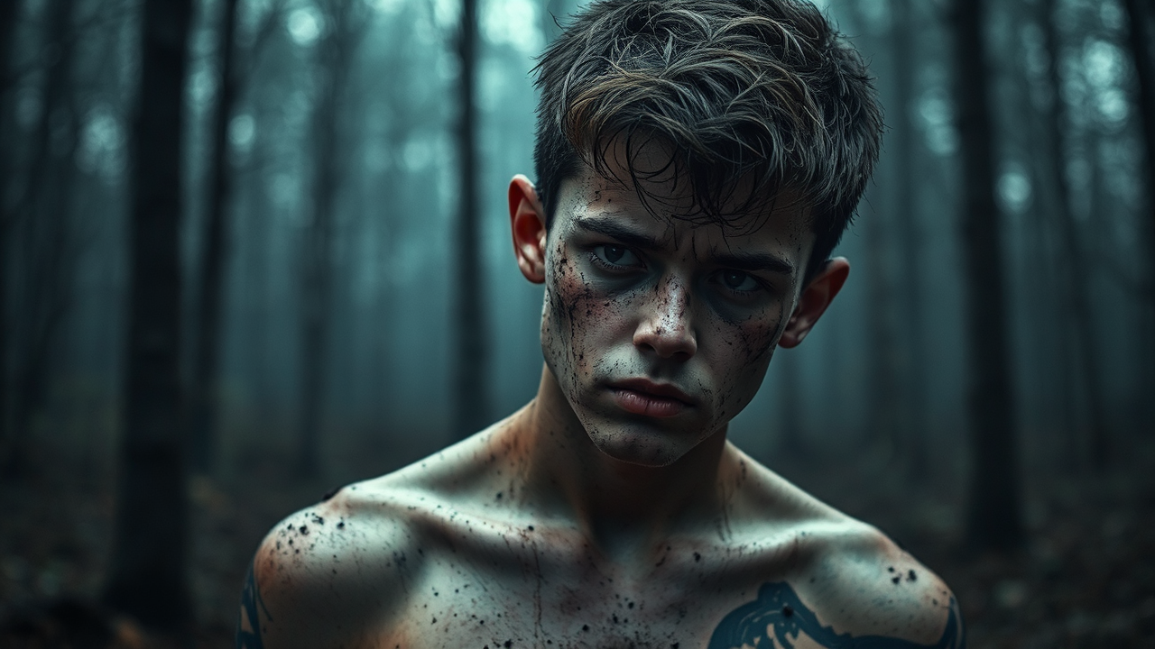 Teenage boy in muddy