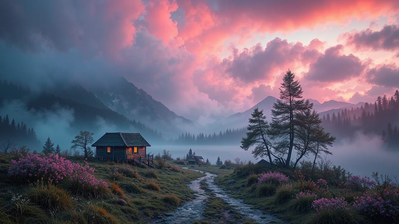 Whimsical cottage with dark