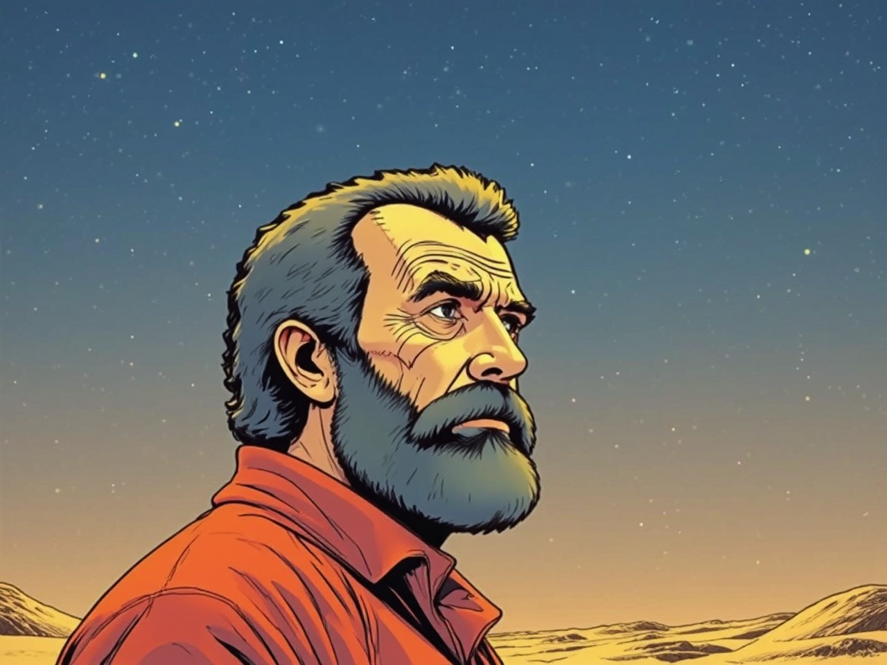 A retro-style portrait of