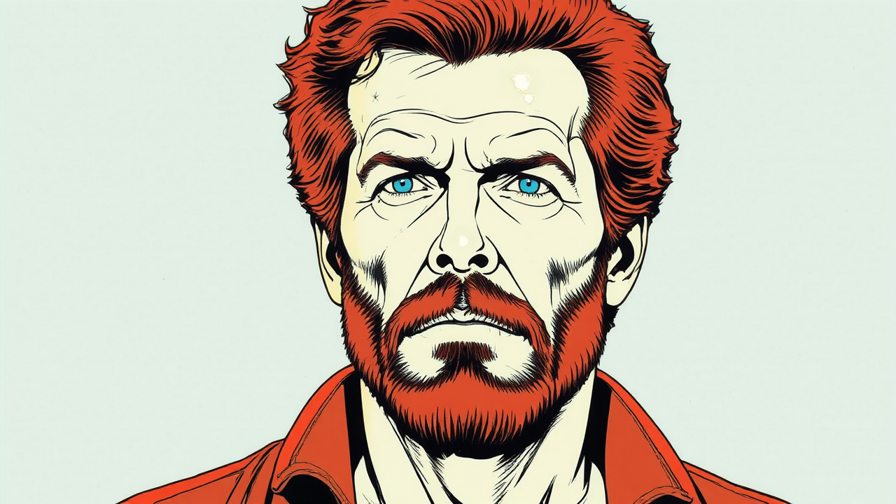 Retro minimalist portrait of